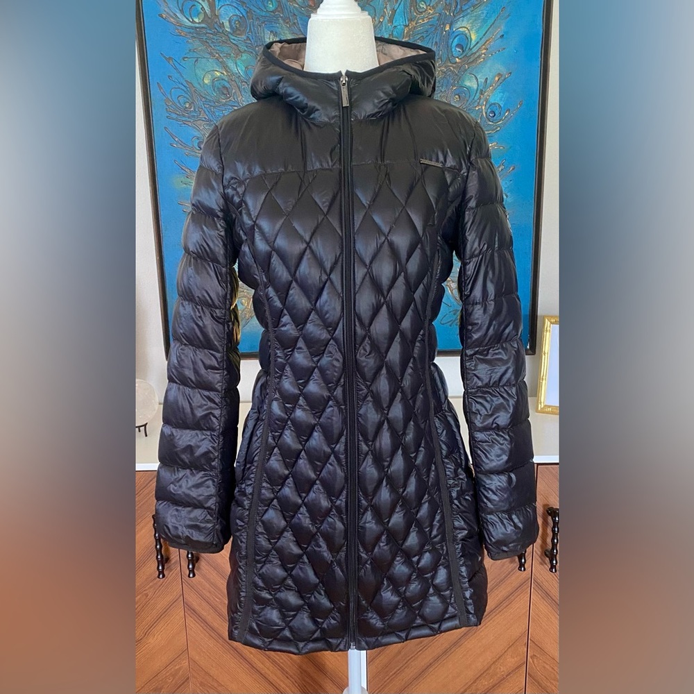 MICHAEL KORS Quilted Ultra Light Weight Down Fill Puffer Coat/Jacket | Small Blk